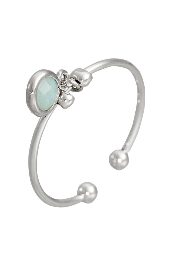 Bague ajustable Norah - Laiton & amazonite