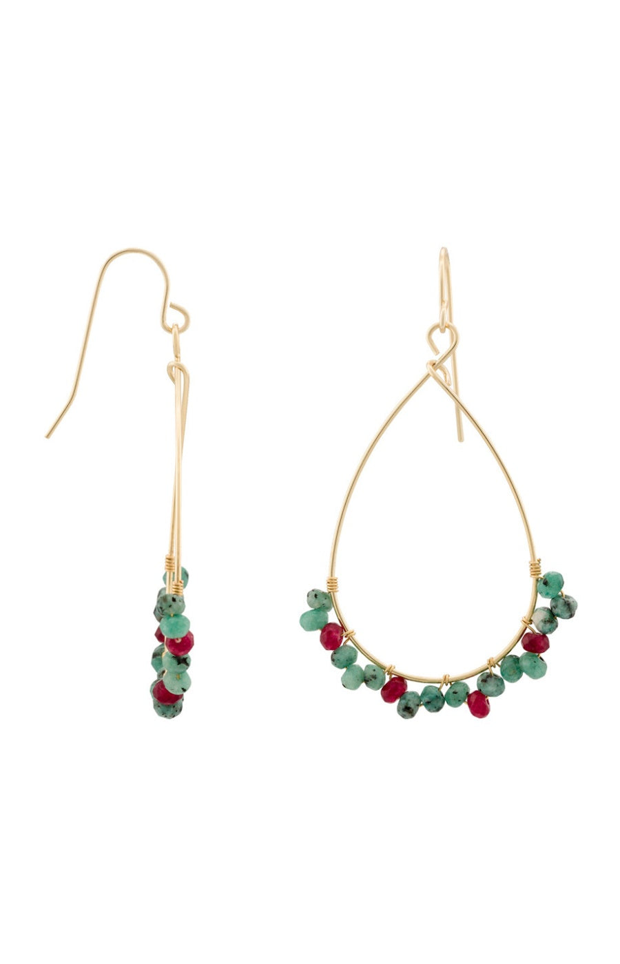 Boucles d'oreilles Ophélia - Laiton doré & jade