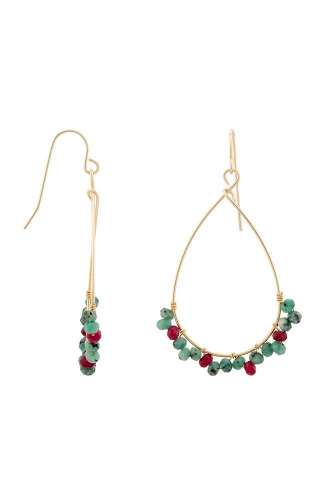 Boucles d'oreilles Ophélia - Laiton doré & jade