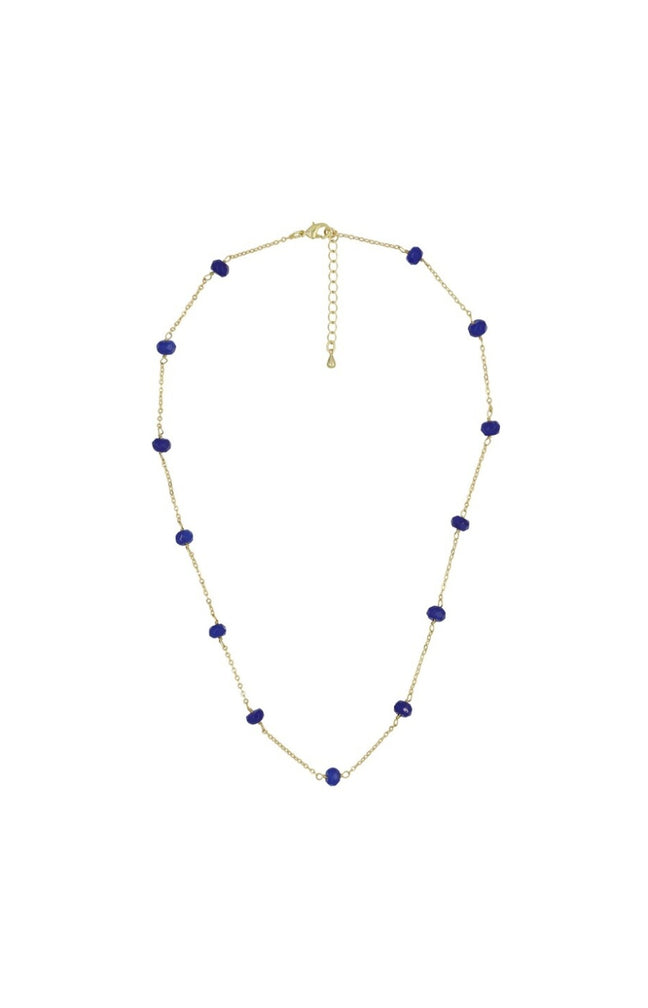 Collier Elisa - Laiton doré & jade bleue