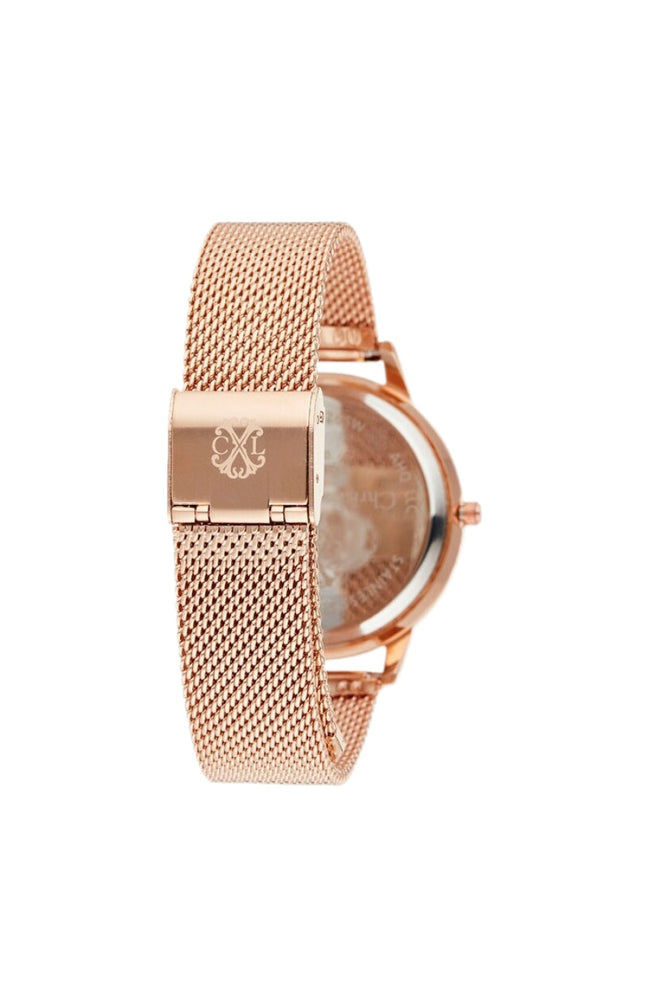 Montre à quartz en acier inoxydable - Noir et doré rose
