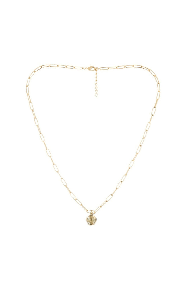 Collier Raïna - Laiton doré & labradorite