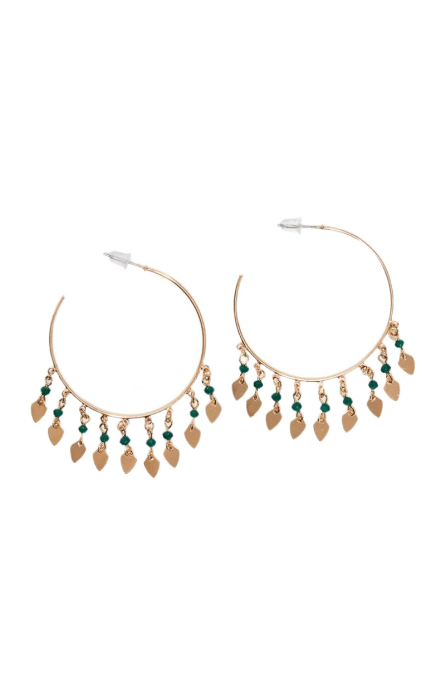 Boucles d'oreilles Bathshebz - Laiton doré & cristal vert