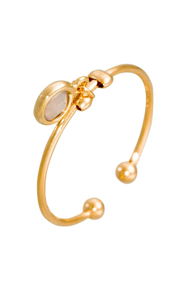 Bague ajustable Norah - Laiton doré & agathe grise