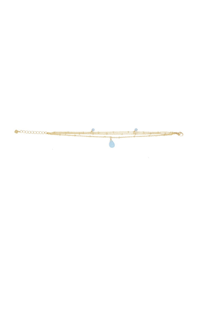 Bracelet Leda - Laiton doré & jade bleue