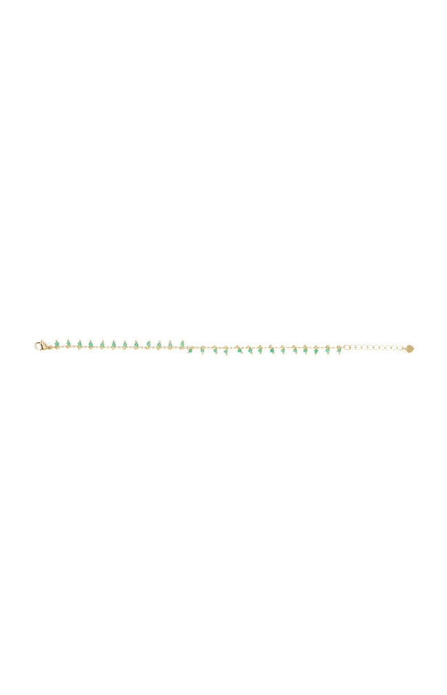 Bracelet Linn - Laiton doré & agate verte