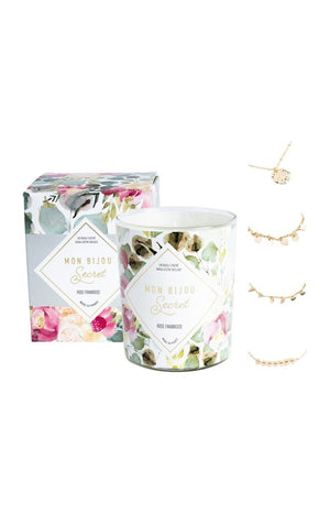 Bougie parfumée - Rose & framboise - Bracelet laiton doré - 40h