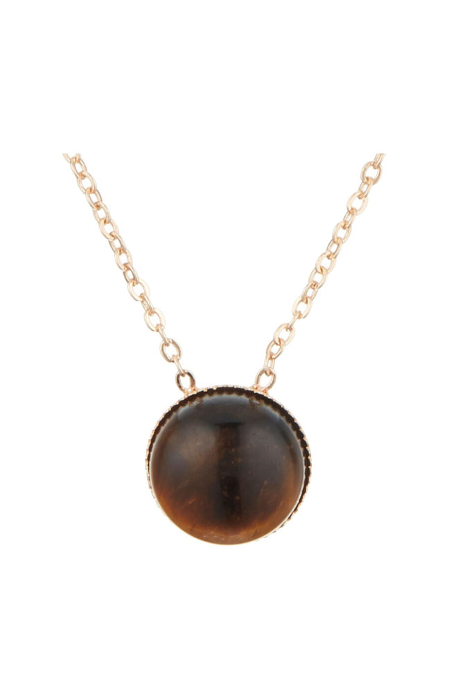 Collier Lyo - Laiton doré & œil de tigre