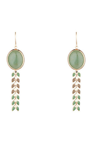Boucles d'oreilles Santelena - Laiton doré & aventurine verte