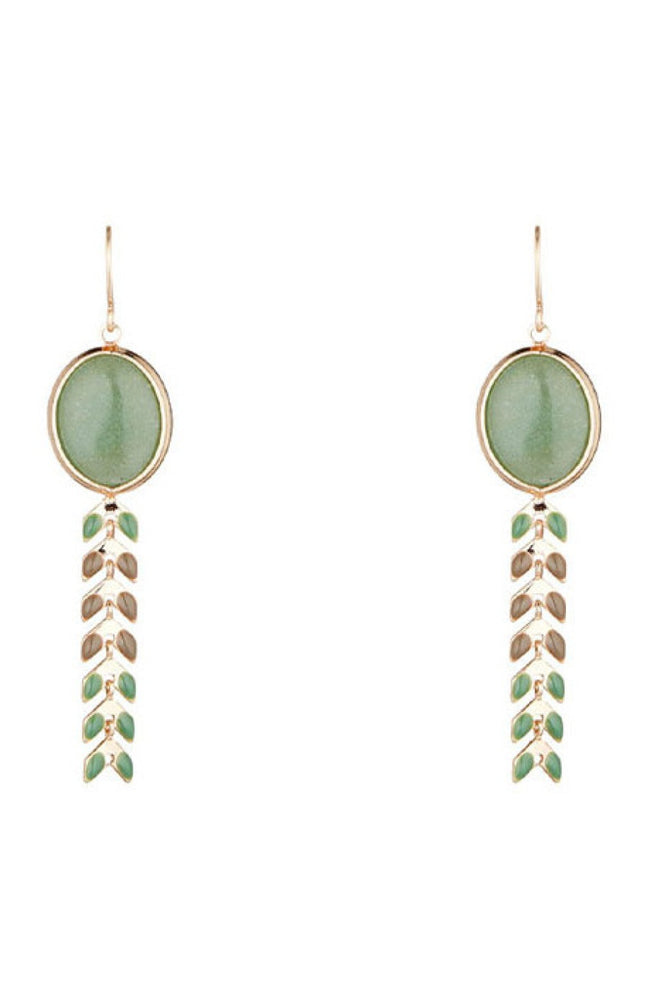 Boucles d'oreilles Santelena - Laiton doré & aventurine verte