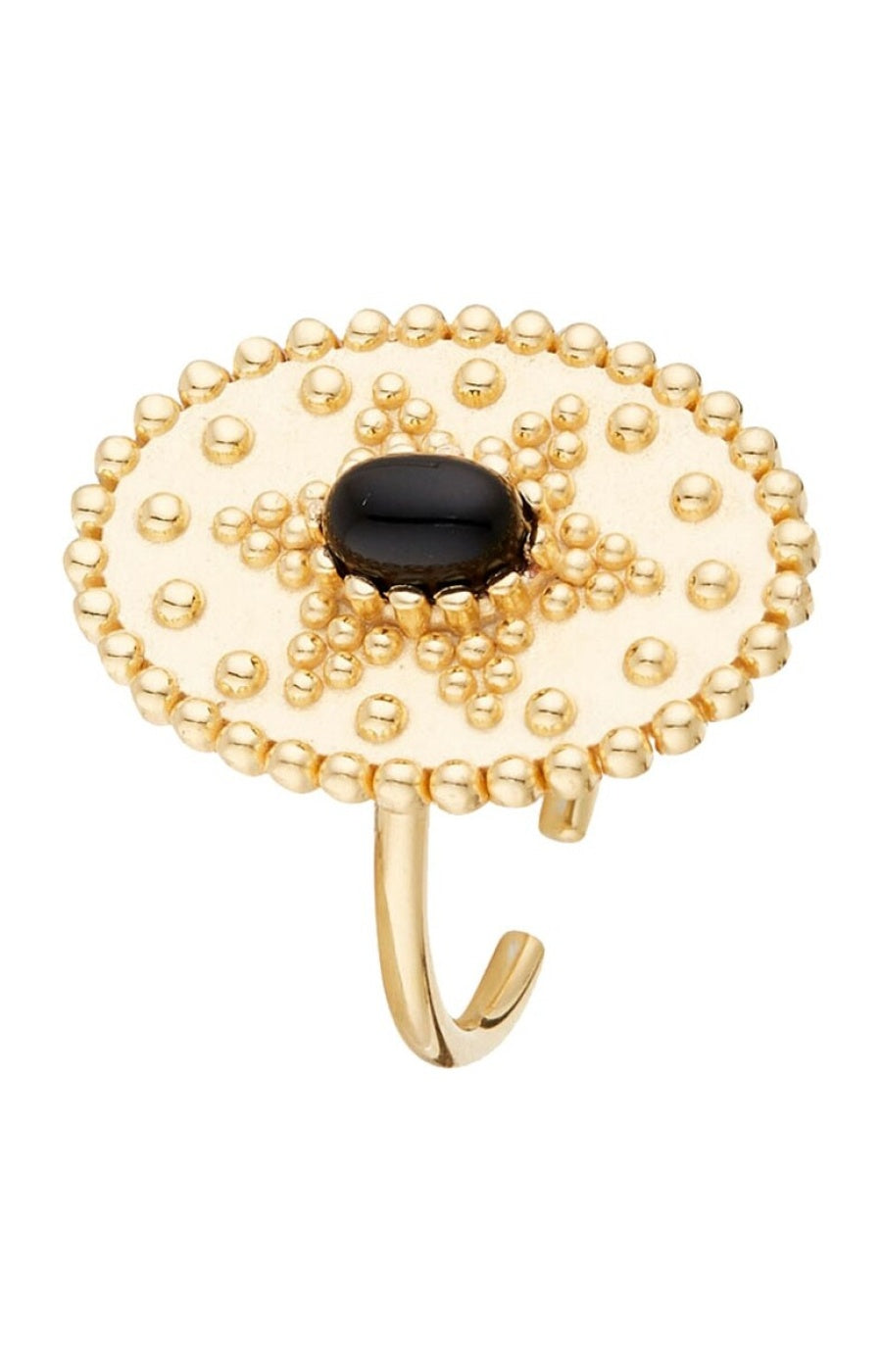 Bague ajustable Western - Laiton doré & onyx noir