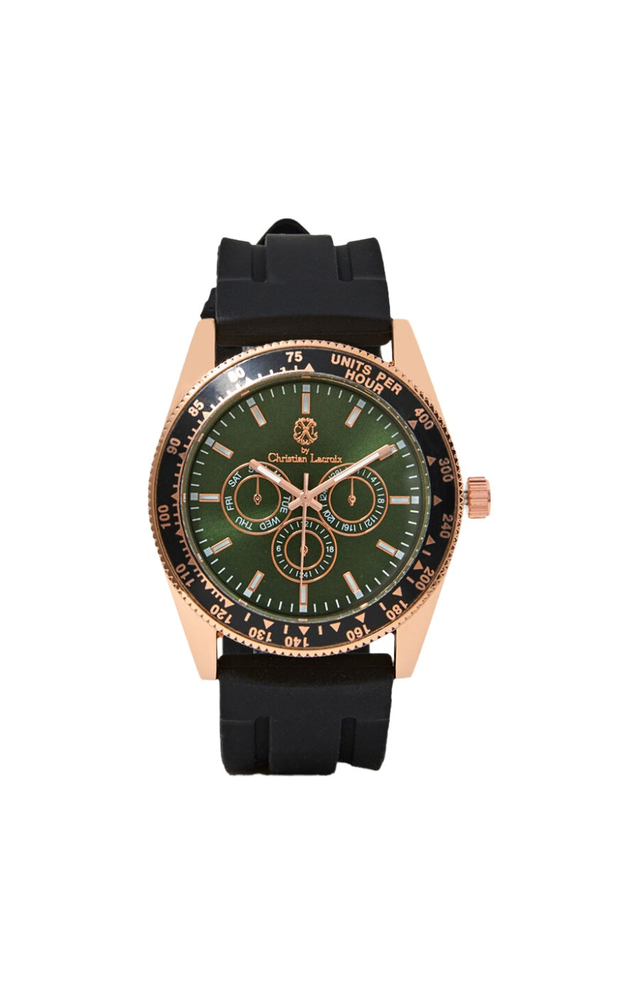 Montre à quartz en acier inoxydable - Rose gold, vert & blanc