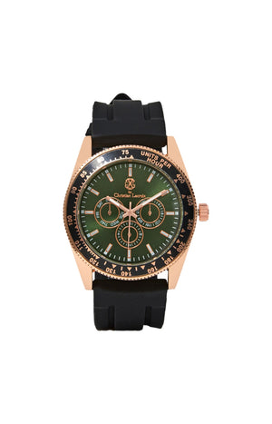 Montre à quartz en acier inoxydable - Rose gold, vert & blanc