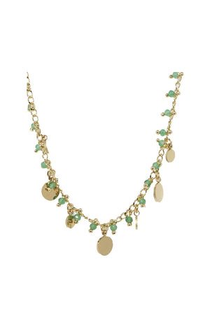 Collier Kristen - Laiton doré & jade verte