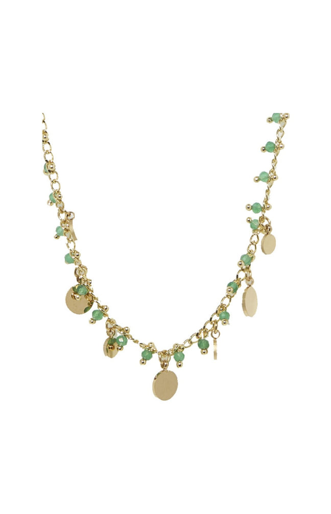 Collier Kristen - Laiton doré & jade verte