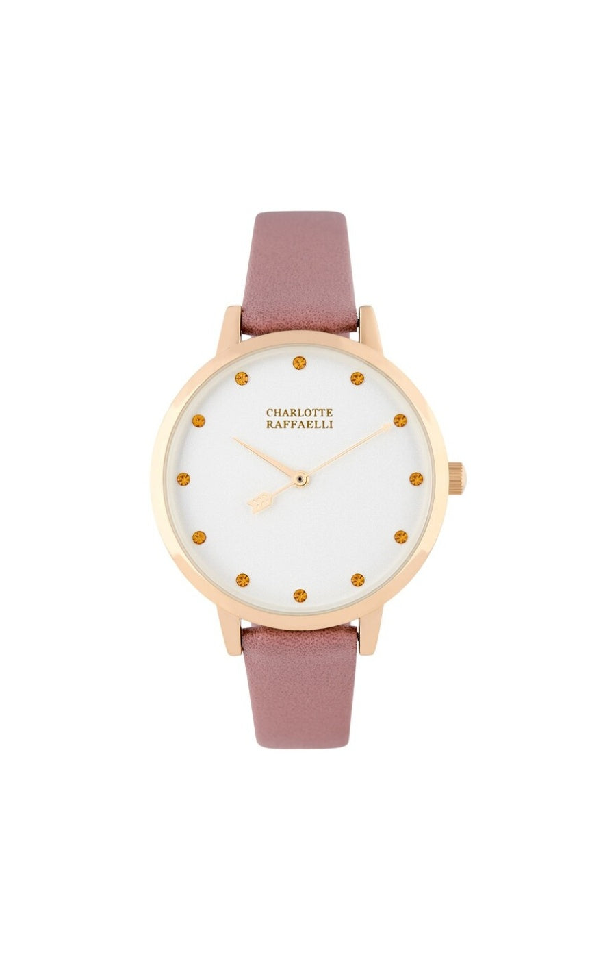 Montre - Cuir vieux rose & doré - Cadran blanc - 36 mm
