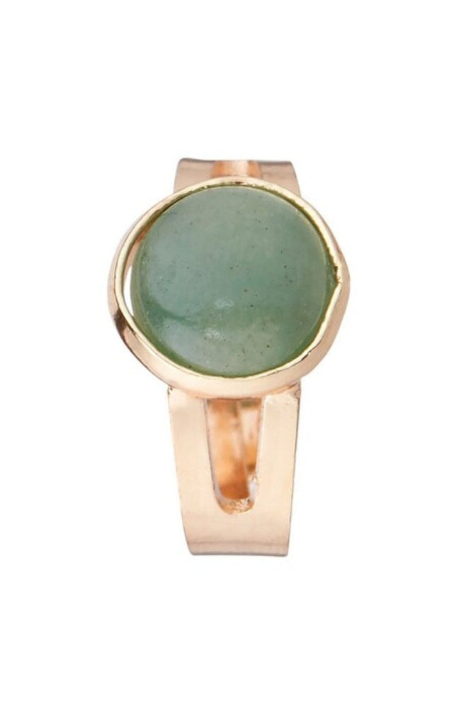 Bague ajustable Lola - Laiton doré & aventurine verte