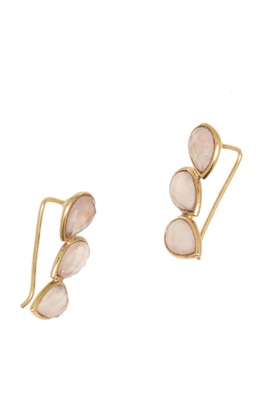 Boucles d'oreilles Vicky - Calcédoine rose - Doré