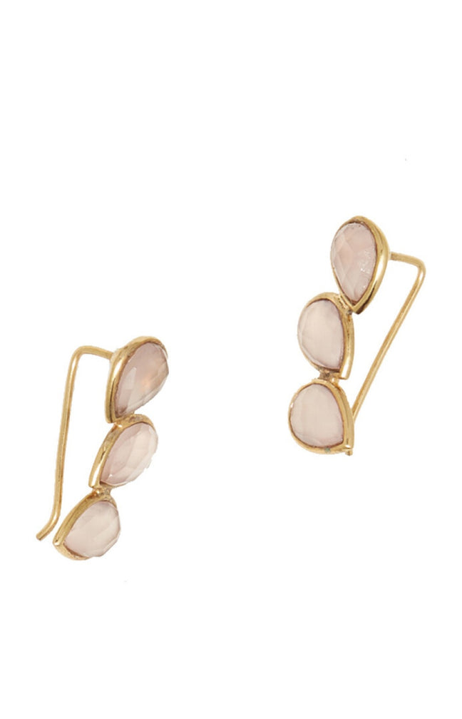 Boucles d'oreilles Vicky - Calcédoine rose - Doré