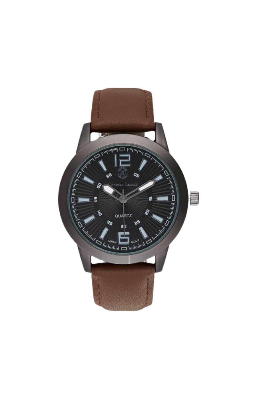 Montre - Cuir marron glacé et acier inoxydable noir - Homme