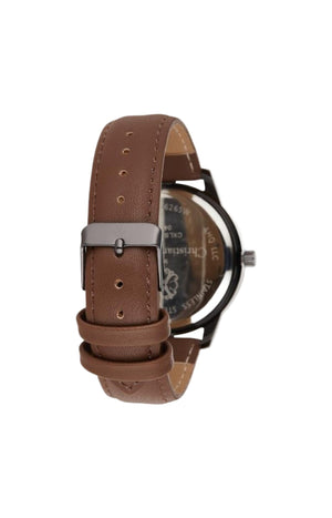 Montre - Cuir marron glacé et acier inoxydable noir - Homme