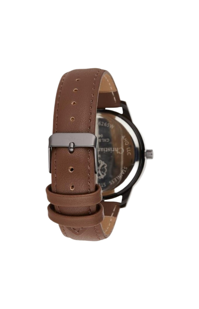 Montre - Cuir marron glacé et acier inoxydable noir - Homme