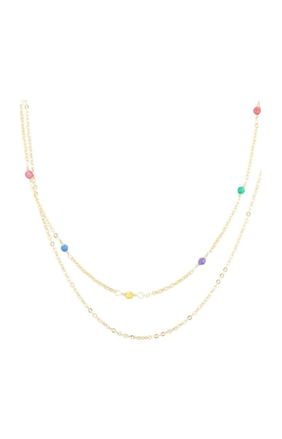 Collier Anna - Laiton doré & agate mix