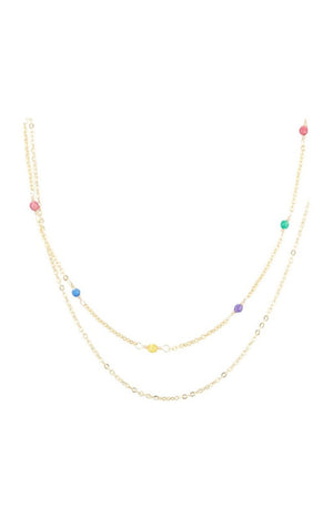 Collier Anna - Laiton doré & agate mix
