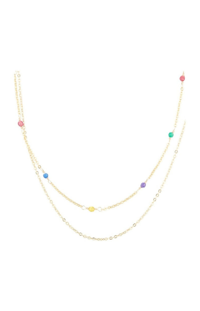 Collier Anna - Laiton doré & agate mix