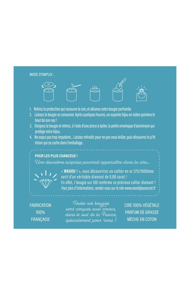 Bougie parfumée - Fleurs de tiaré - Collier laiton argenté - 40h