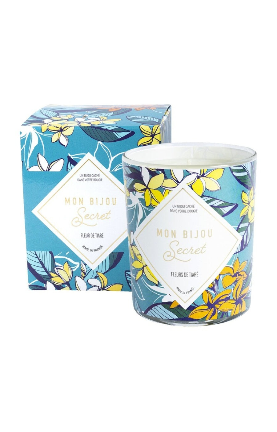 Bougie parfumée - Fleurs de tiaré - Collier laiton argenté - 40h