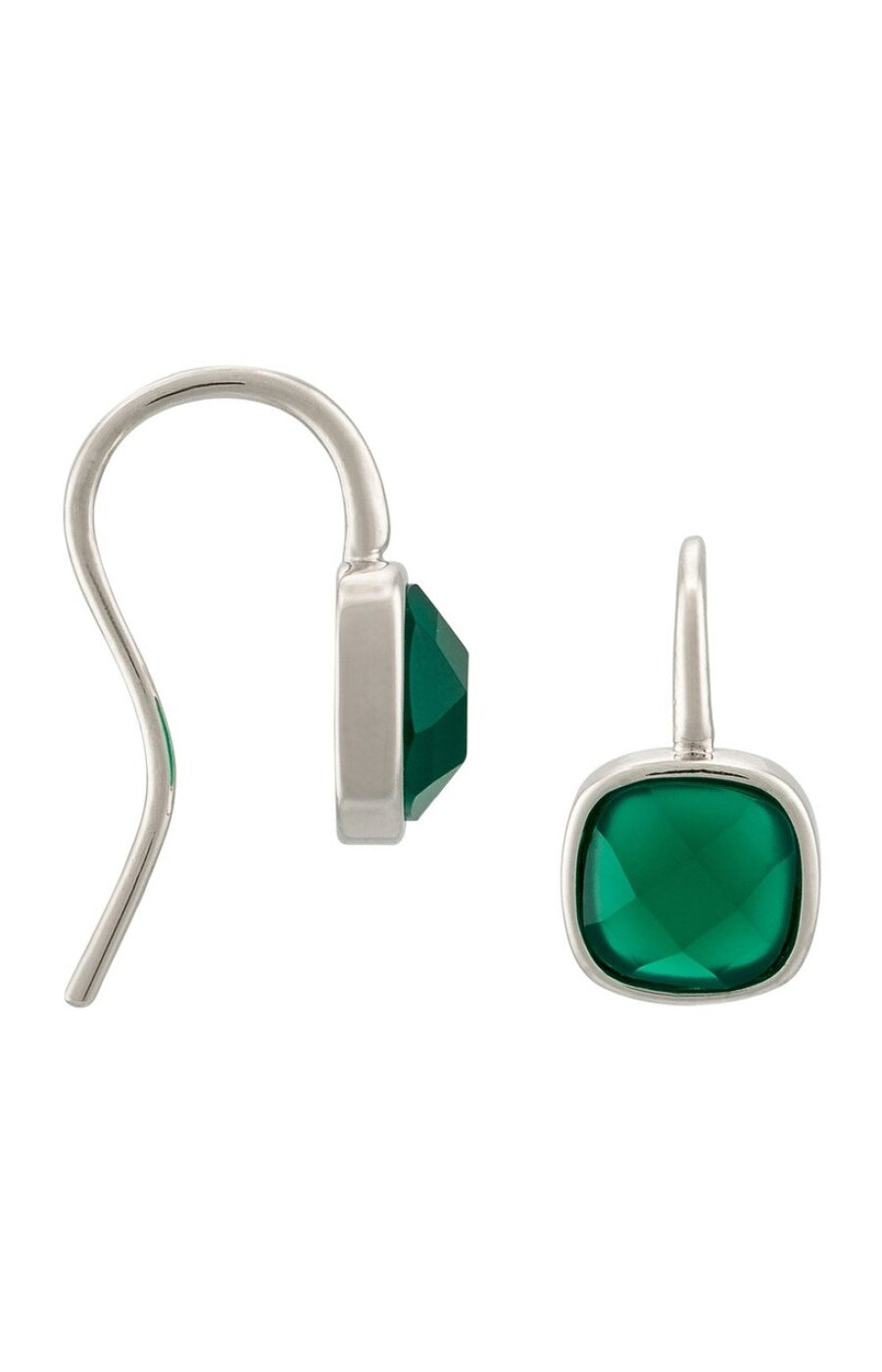 Boucles d'oreilles Ella - Agathe verte - Argenté