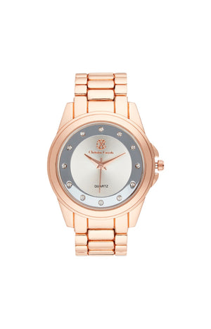 Montre à quartz en acier - Doré rose et argenté
