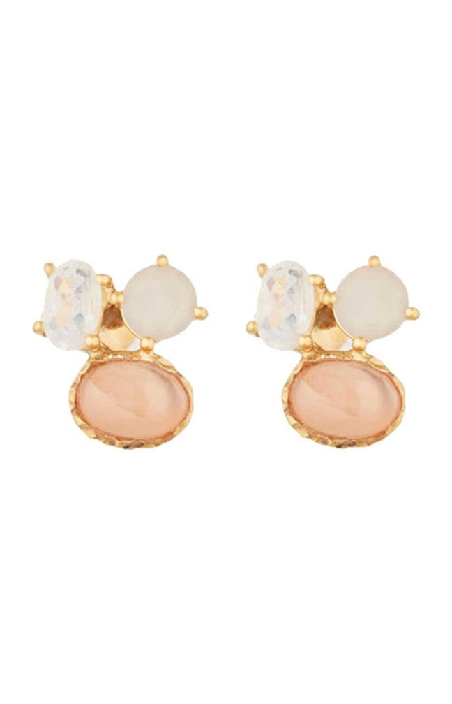 Boucles d'oreilles Maya - Calcédoine - Doré
