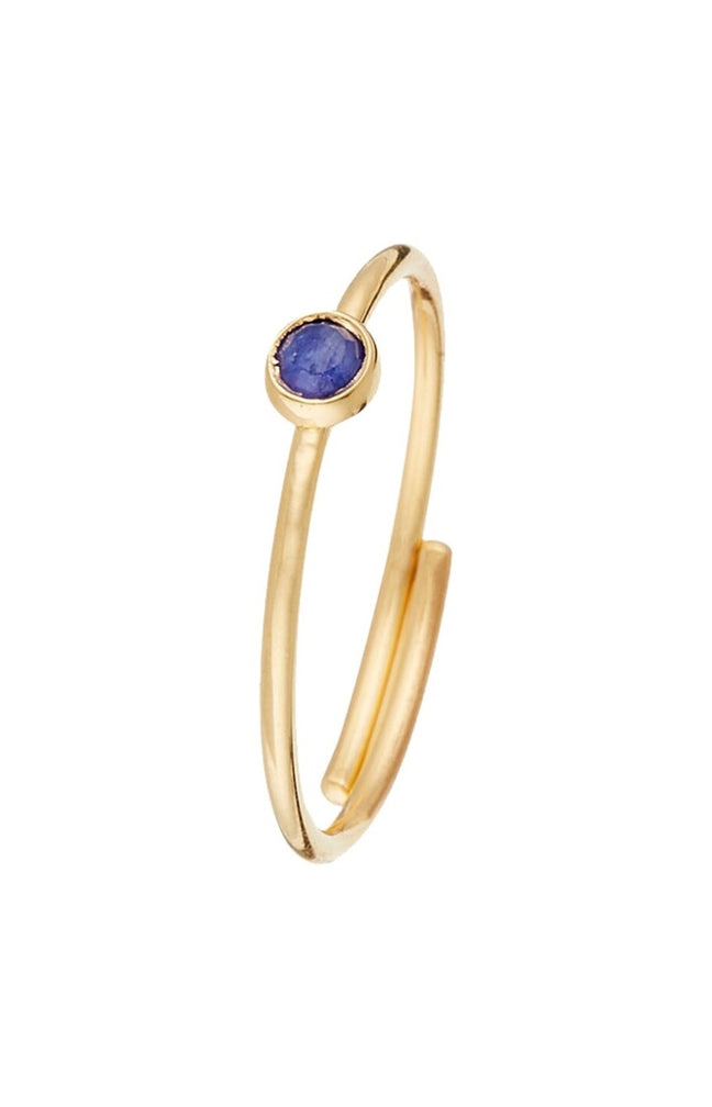 Bague Point - Laiton doré & cyanite bleue