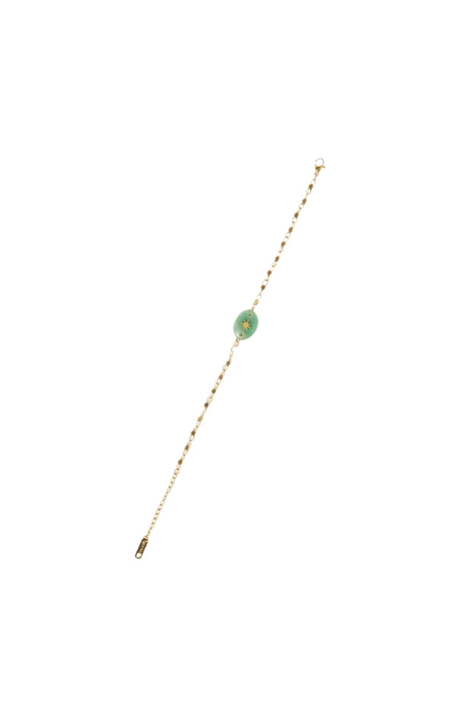 Bracelet Puerto Padre - Laiton doré & jade vert
