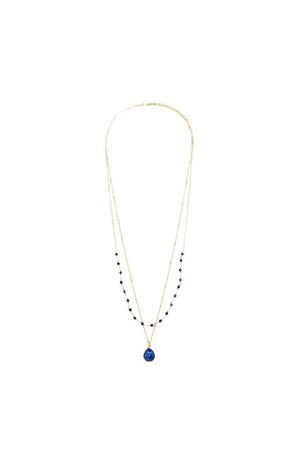 Collier Théana - Laiton doré & lapis bleue