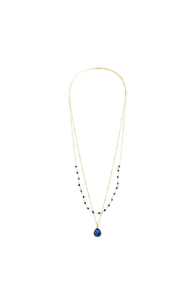 Collier Théana - Laiton doré & lapis bleue