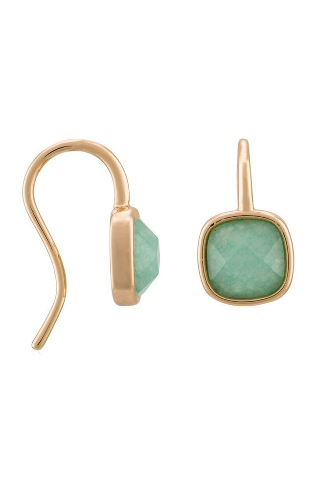 Boucles d'oreilles Ella - Laiton doré & amazonite verte