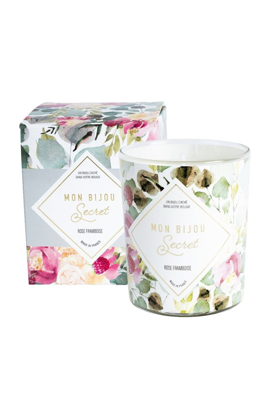 Bougie parfumée - Rose & framboise - Bracelet laiton argenté - 40h