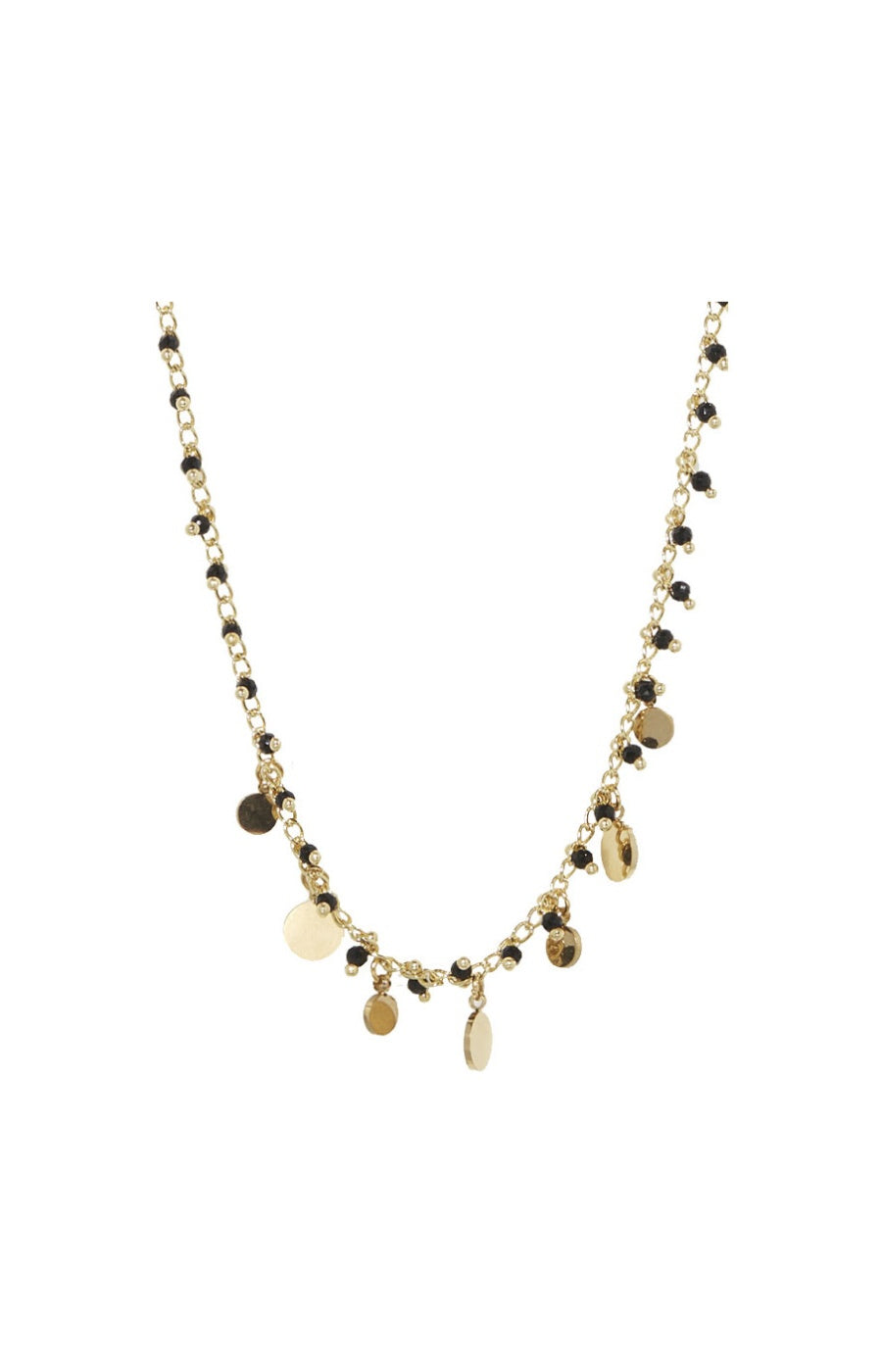 Collier Kristen - Laiton doré & jade noire