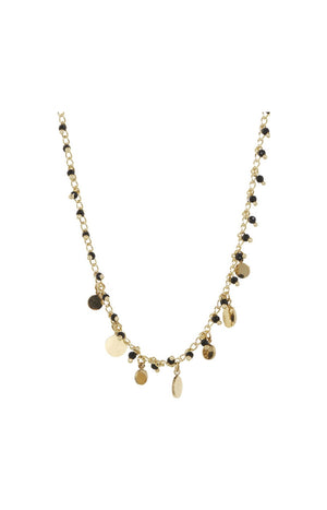 Collier Kristen - Laiton doré & jade noire