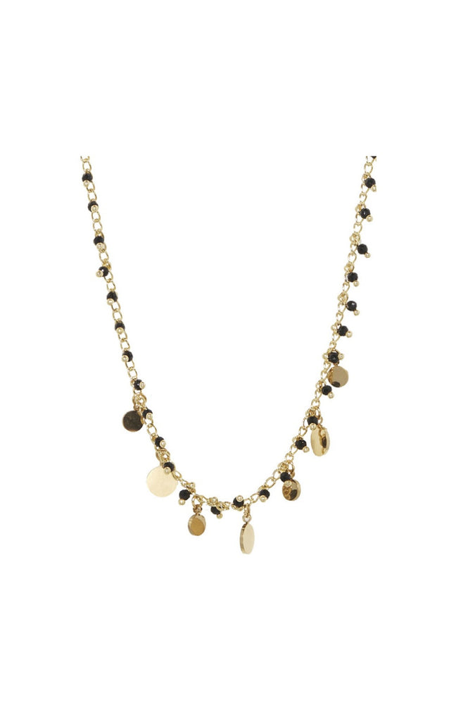 Collier Kristen - Laiton doré & jade noire