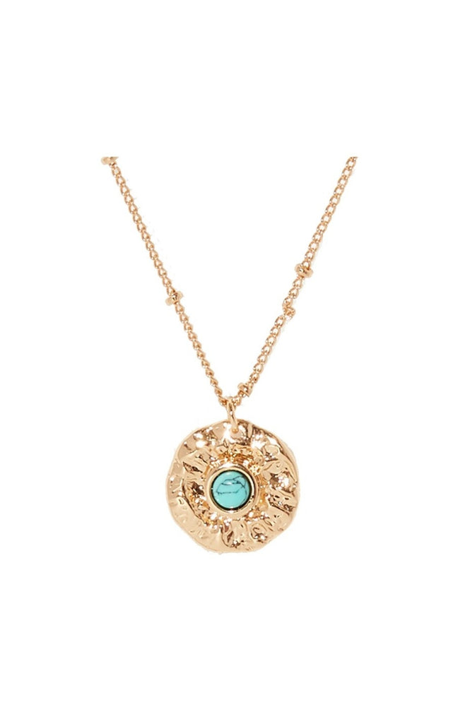 Collier Palawan - Laiton doré & turquoise bleu