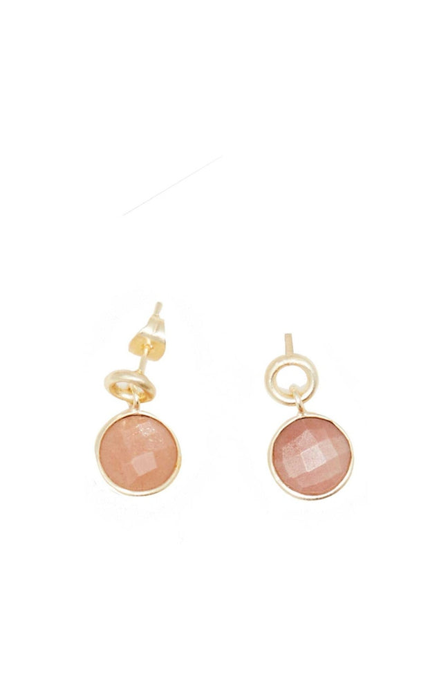 Boucles d'oreilles Romane - Laiton doré & pierre de Lune orange
