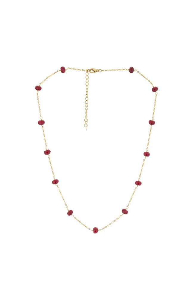 Collier Elisa - Laiton doré & jade rouge