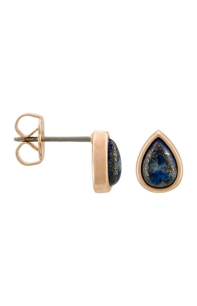 Boucles d'oreilles Lola - Laiton doré & lapis lazuli