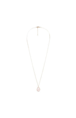 Collier Louane - Laiton doré & quartz rose