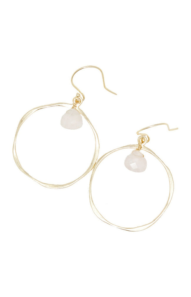 Boucle d'oreilles Véro - Laiton doré & quartz rose