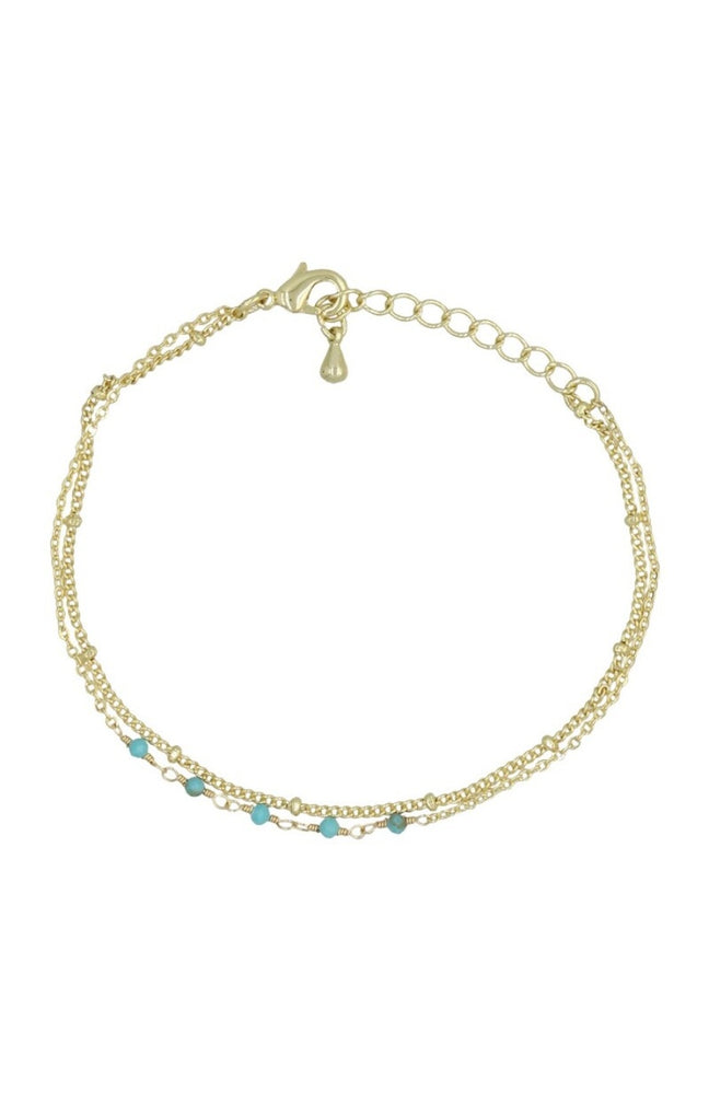Bracelet Clara - Laiton doré & turquoise verte